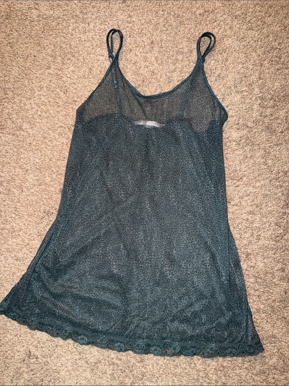 VTG Victoria's Secret Y2K Sheer Green Mesh Animal Print Slip Dress Chemise M